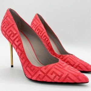 Balmain jacquard-logo stiletto heel pointed pumps